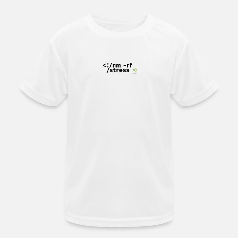 Stress Code: rm -rf stress - Kids Functional T-Shirt - white