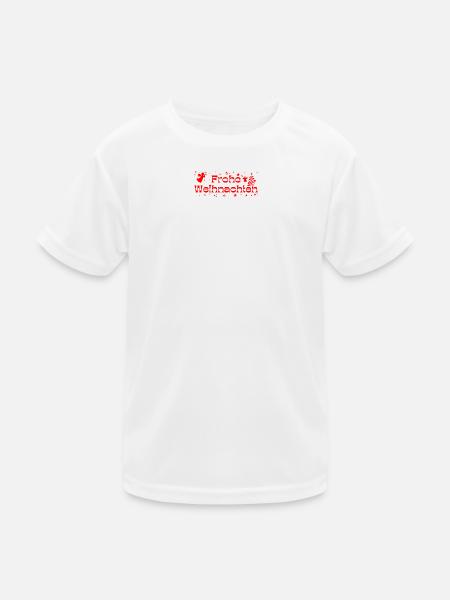 Frohe Weihnachten rot Sterne Engel Christbaum - Kinder Funktions-T-Shirt - Weiß - Vorne