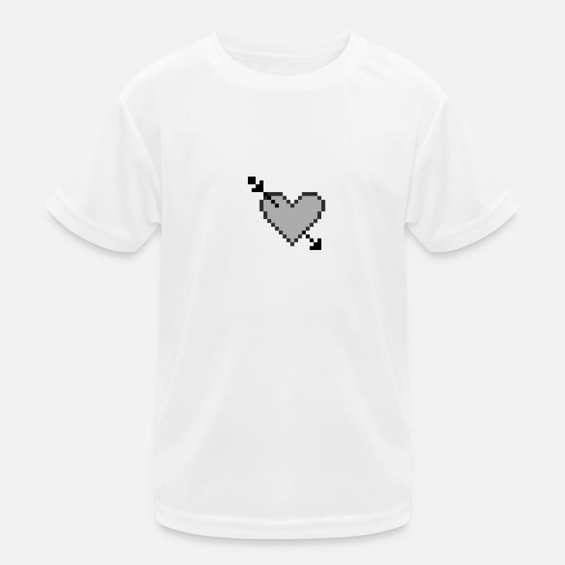 Pfeil durch Herz - S/W - Pixelart Kinder Funktions-T-Shirt