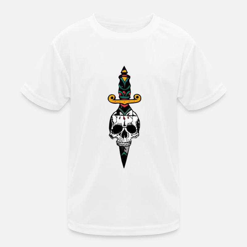 Schädel Kopf des Todes Dolch Messer Dolch alt Kinder Funktions-T-Shirt