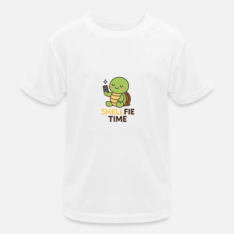 Shellfie Time – Süßes Schildkröten-Selfie Kinder Funktions-T-Shirt