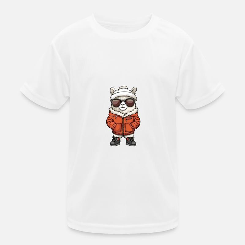 Alpaka Llama Winter Comic Kinder Funktions-T-Shirt