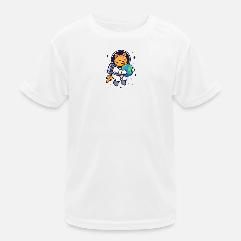 Space Cat Hugging Earth – Kawaii Shirt Kinder Funktions-T-Shirt