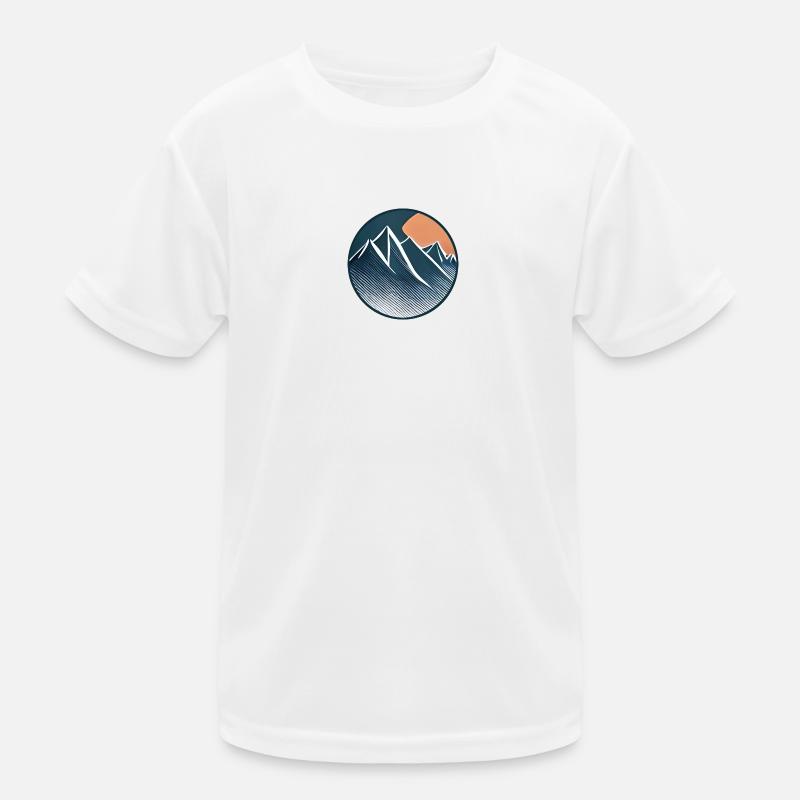 Graphique de montagne dessiné bleu avec rayures T-shirt sport Enfant