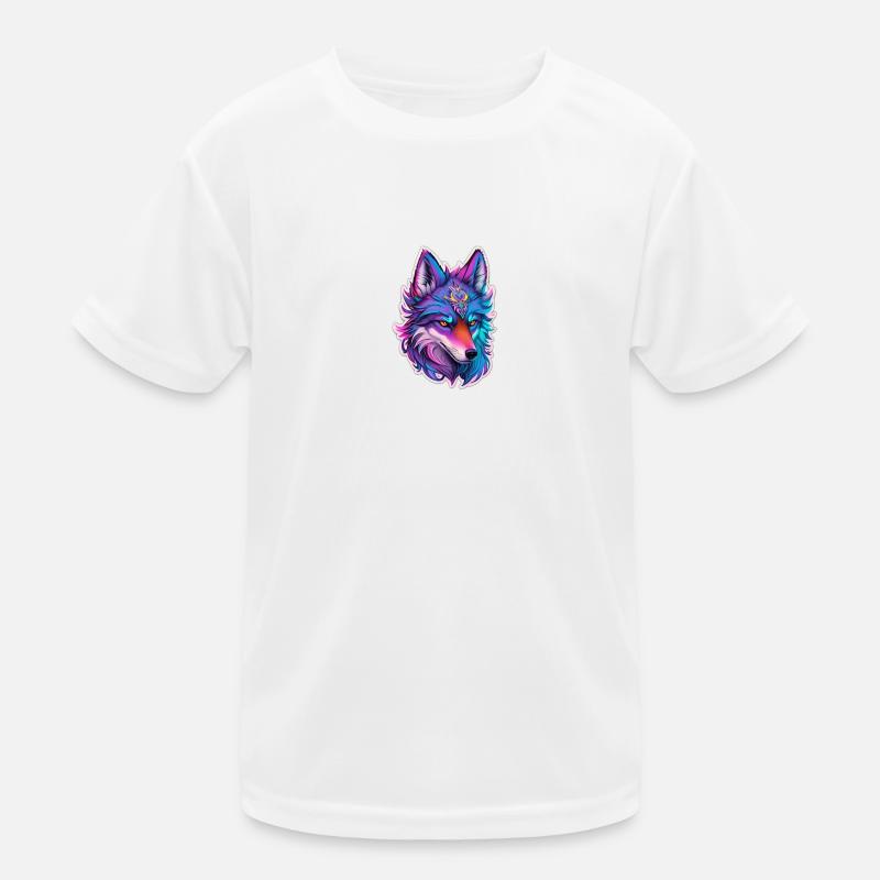 cute wolf head 2 - Kinder Funktions-T-Shirt - Weiß
