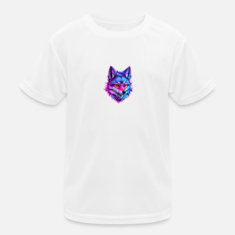 cute wolf head 5 - Kinder Funktions-T-Shirt - Weiß
