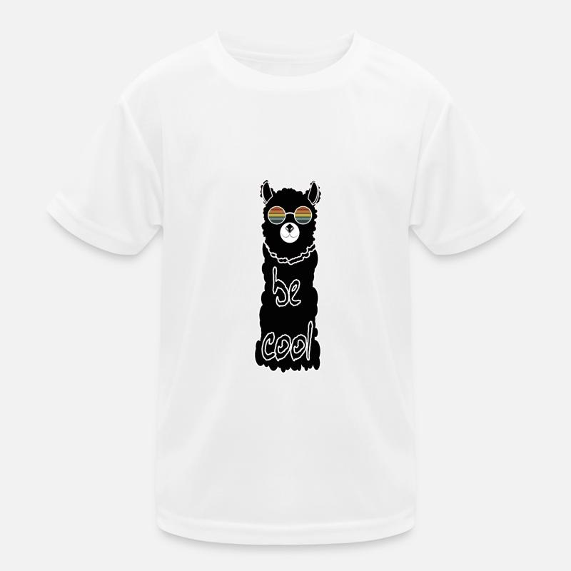 Alpaka mit cooler Sonnenbrille Kinder Funktions-T-Shirt