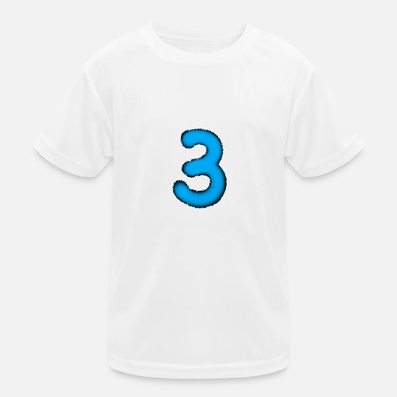Nummer 3 (blau) Kinder Funktions-T-Shirt