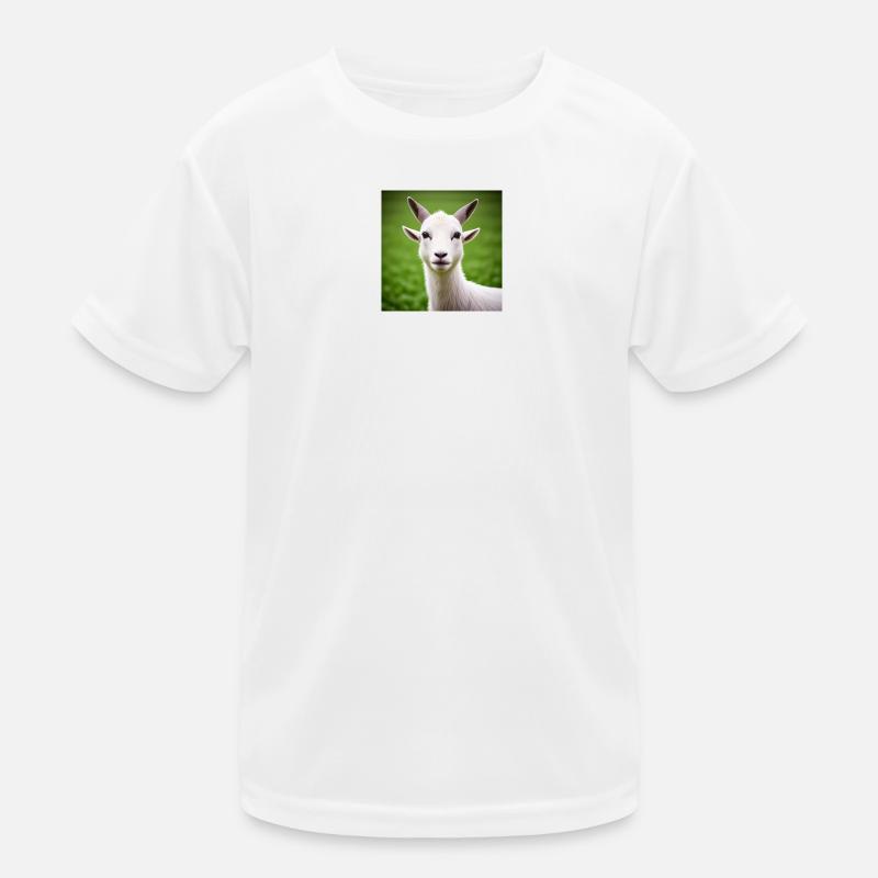 White goat in close-up Kids Functional T-Shirt