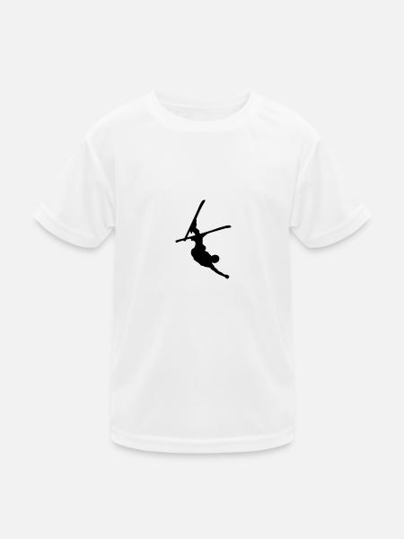 skier freestyle upside down - Kids Functional T-Shirt - white - Front