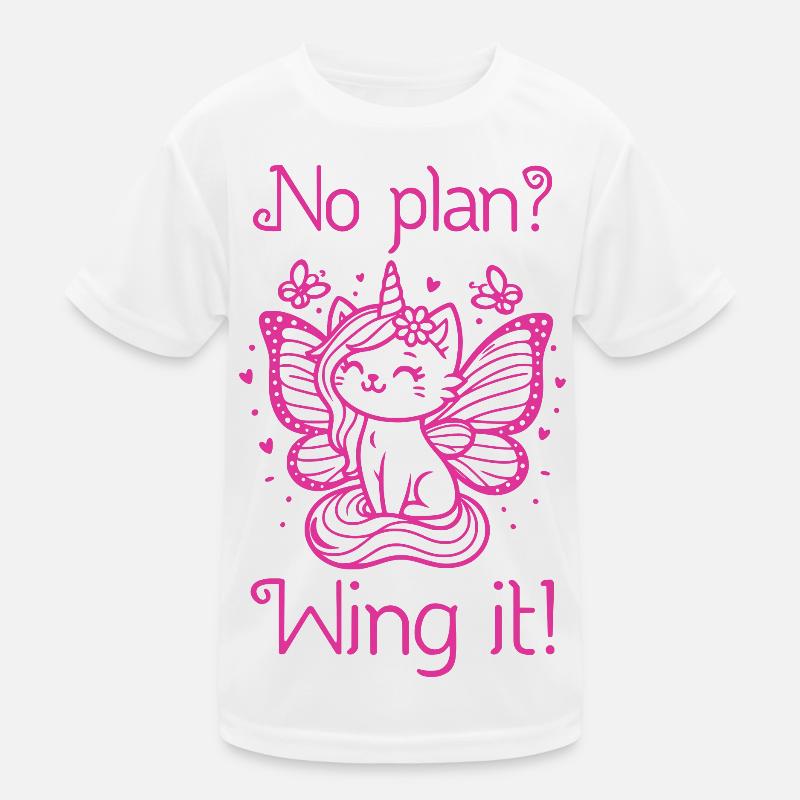 No plan wing it Geflügelte Einhornkatze Kinder Funktions-T-Shirt