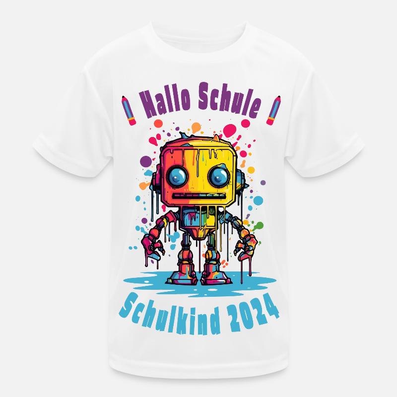 Schulkind 2024 - Roboter - Hallo Schule Kinder Funktions-T-Shirt