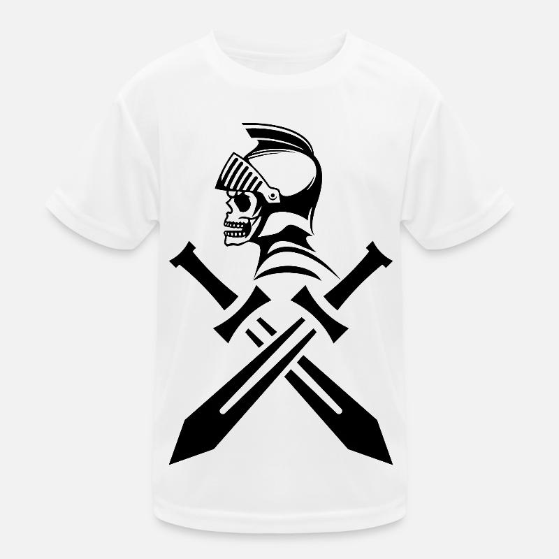 Crâne de chevalier noir et épées croisées T-shirt sport Enfant