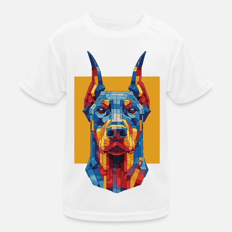 Color Block Dobermann – Modernes Dobie Design Kinder Funktions-T-Shirt