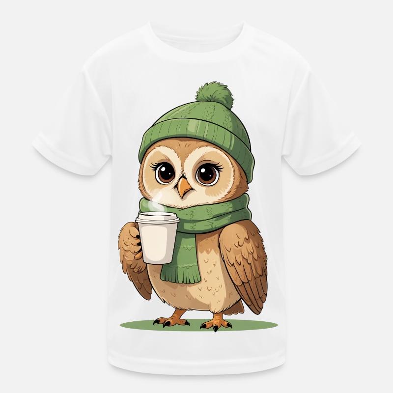 Winterliche Eulenkaffee Pause Kinder Funktions-T-Shirt