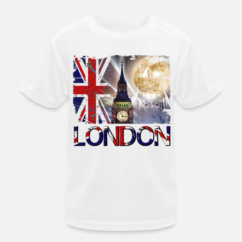 Londres Angleterre Royaume-Uni Drapeau Big Ben Tower Bridge T-shirt sport Enfant