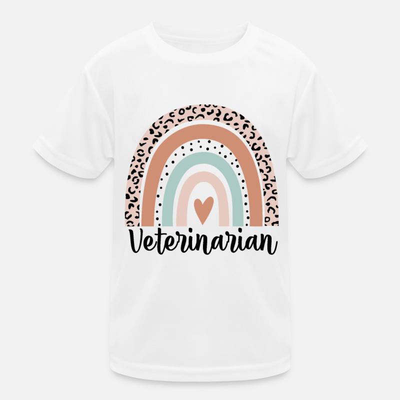 Tierarzt Regenbogen Leopard Lustiger Tierarzt Kinder Funktions-T-Shirt