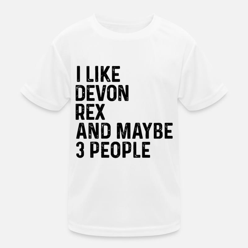 Ich mag Devon Rex und vielleicht 3 Leute Funny Cat Kinder Funktions-T-Shirt