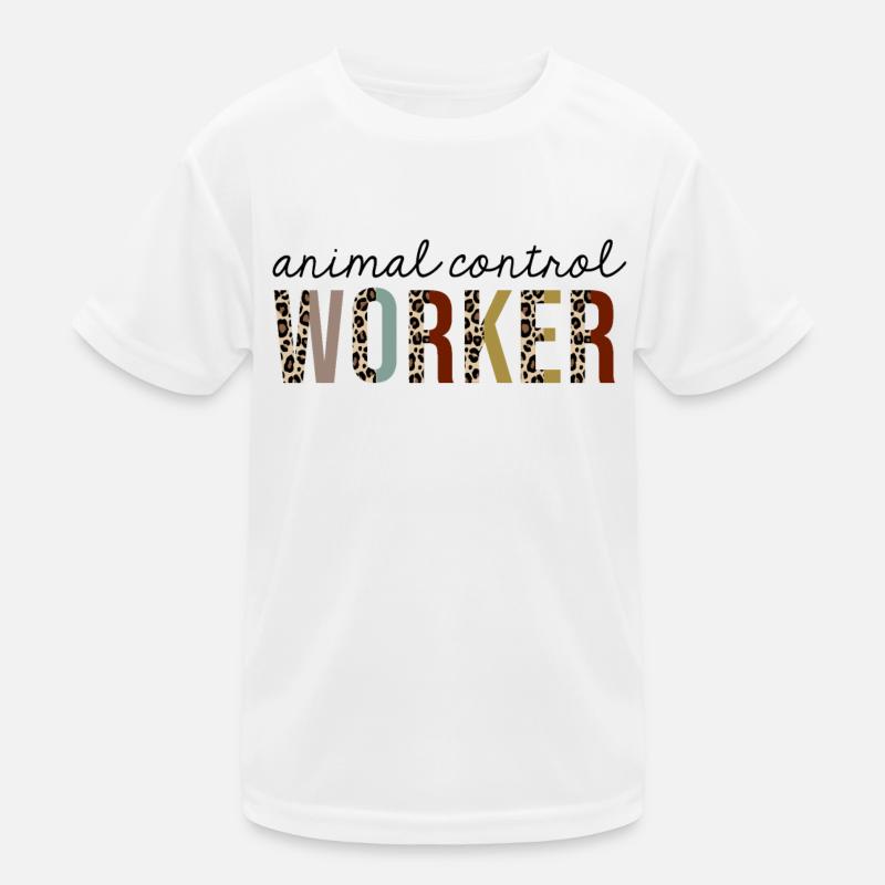 Animal Control Worker Leopard Print Funny Kids Functional T-Shirt