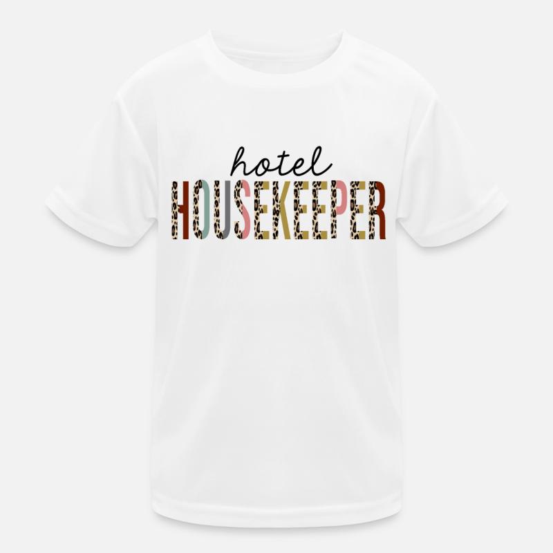 Hotel Housekeeper Leopard Print Funny Kids Functional T-Shirt