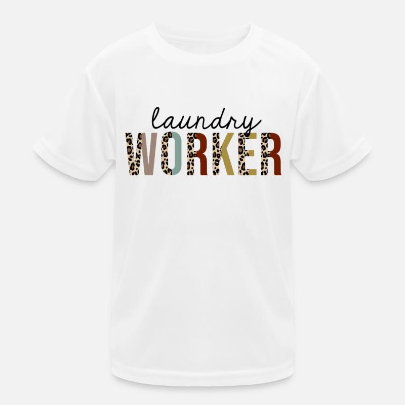 Laundry Worker Leopard Print Funny Kids Functional T-Shirt
