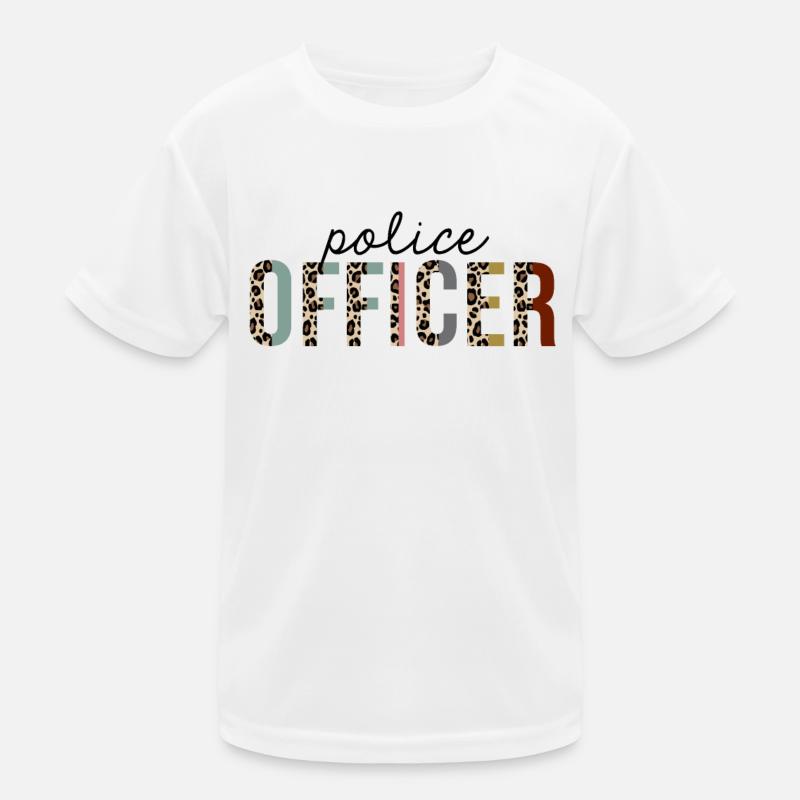Police Officer Leopard Print Funny Kids Functional T-Shirt