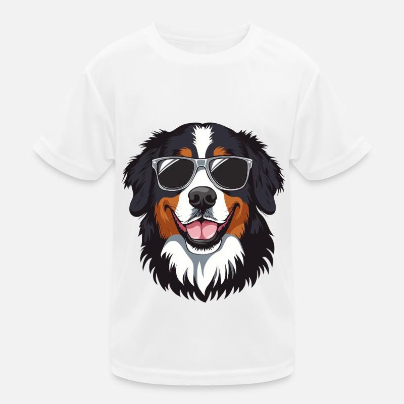cool St. Bernard Mountain Dog with Sunglasses Kids Functional T-Shirt