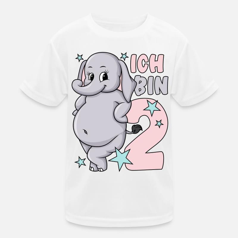 2. Geburtstag Mädchen süßer Elefant Ich bin 2 Kinder Funktions-T-Shirt