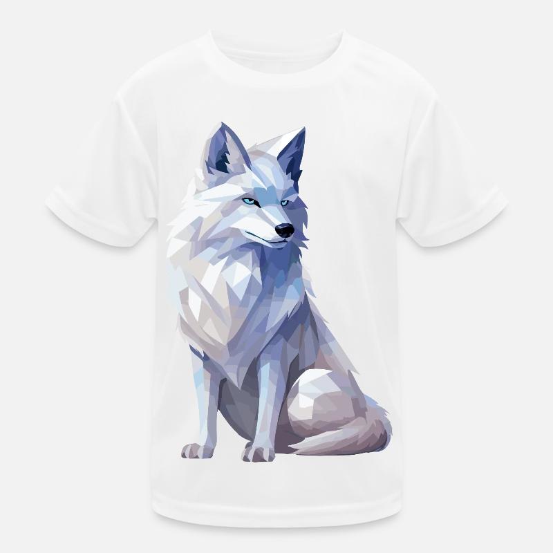 Polarfuchs im Polygon Stil - Kinder Funktions-T-Shirt - Weiß