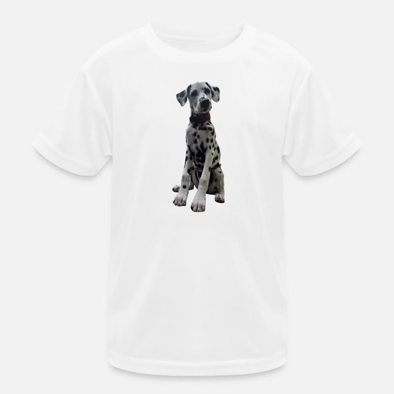 Dalmatian Puppy Pattern Contrast Kids Functional T-Shirt