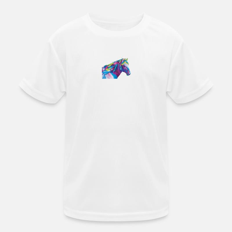 Geometric Rainbow Horse Kids Functional T-Shirt
