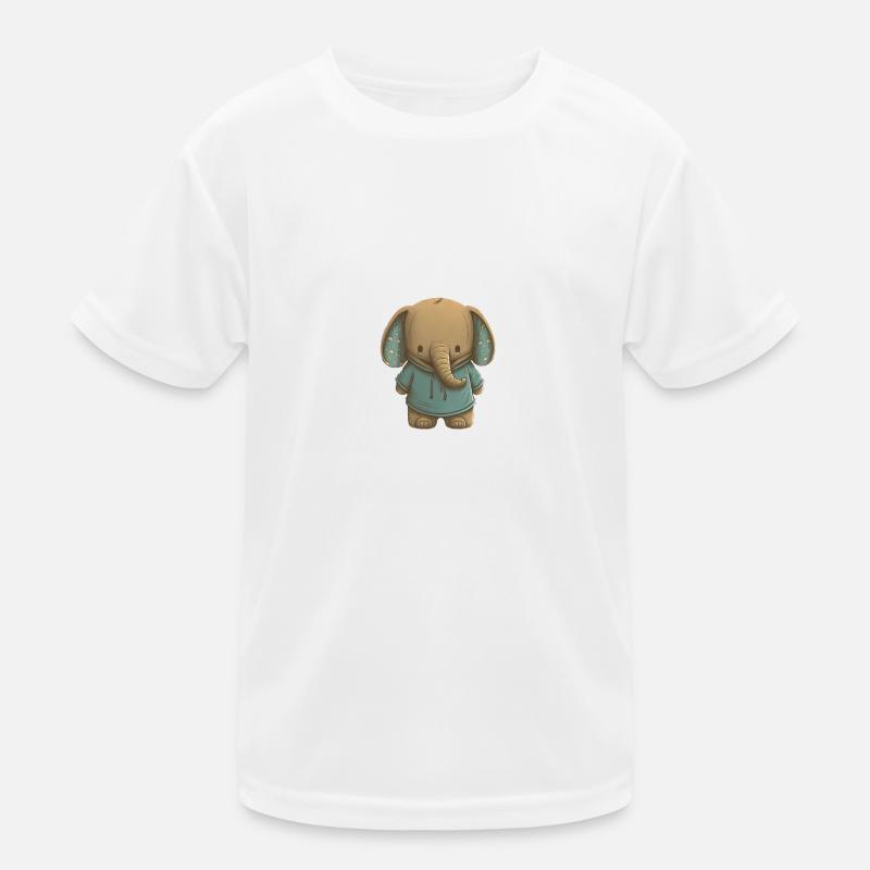 Mignon éléphant avec pull vert pour les enfants T-shirt sport Enfant