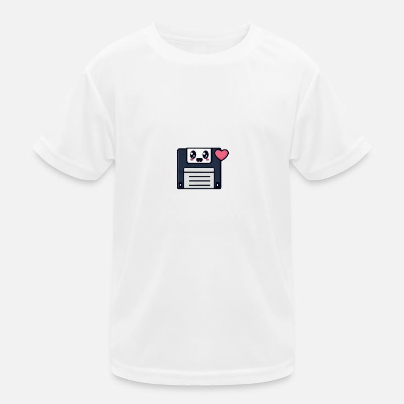 Cute Floppy Disk, kawaii! - Kids Functional T-Shirt - white