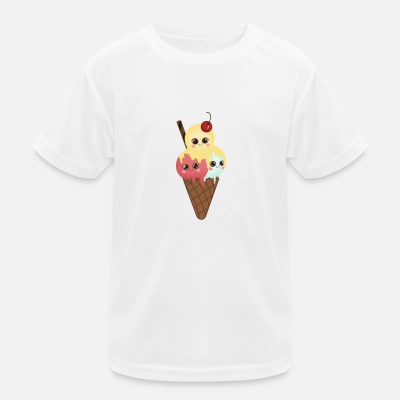 Witzige Eiskugeln in der Waffel Kinder Funktions-T-Shirt
