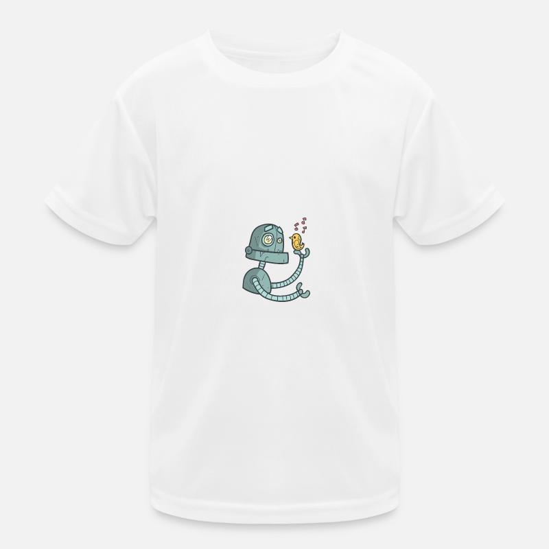 Roboter mit Vogel Kinder Funktions-T-Shirt