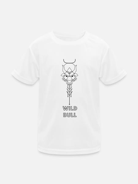 Wild Bull 1 - Kinder Funktions-T-Shirt - Weiß