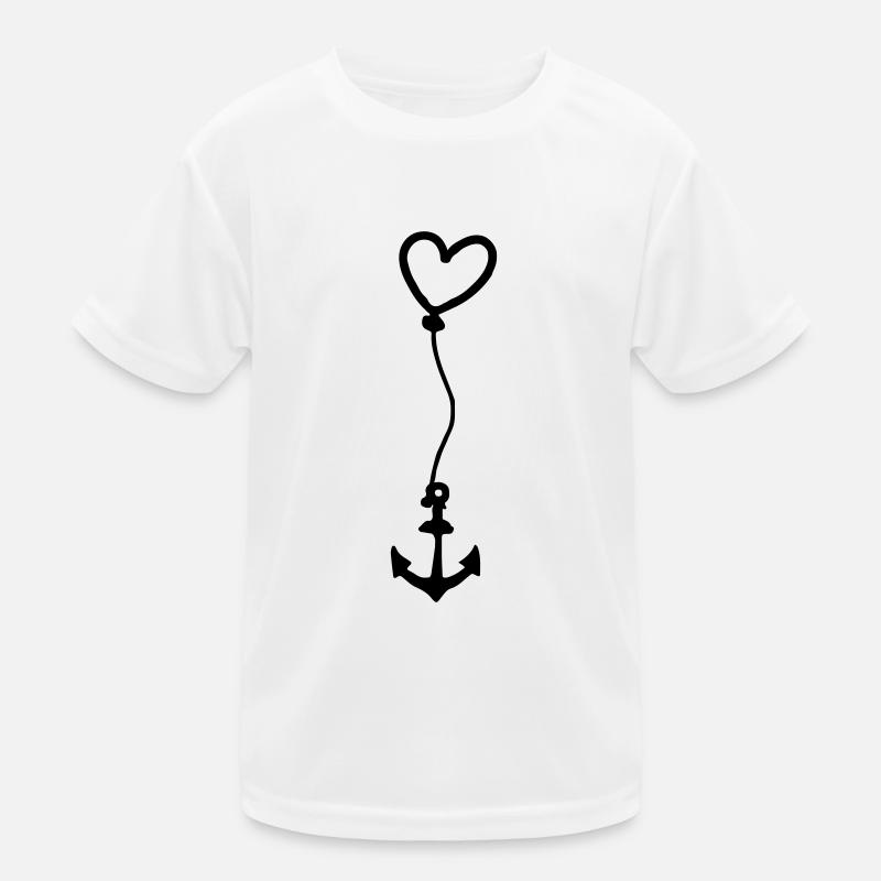 Anker mit Herz am Seil Kinder Funktions-T-Shirt