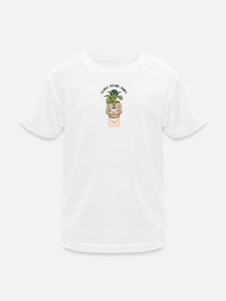 Plants before Pants - Kinder Funktions-T-Shirt - Weiß