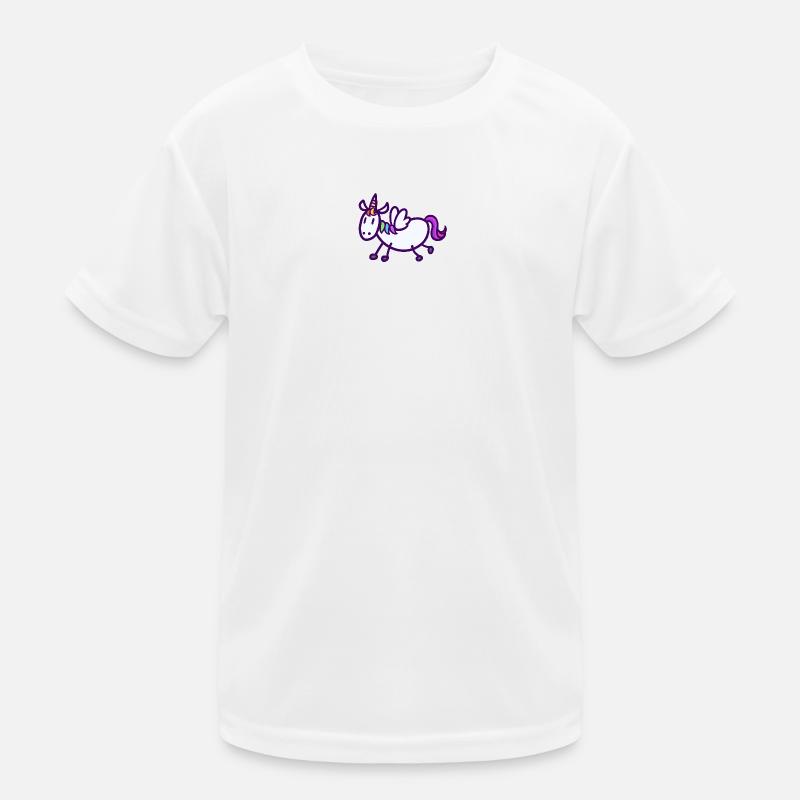 Buntes, fliegendes Einhorn - Kinder Funktions-T-Shirt - Weiß
