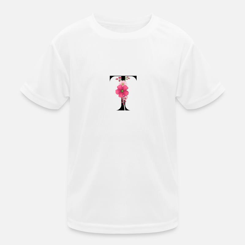 Eleganter Buchstabe 'T' mit Blumen Kinder Funktions-T-Shirt