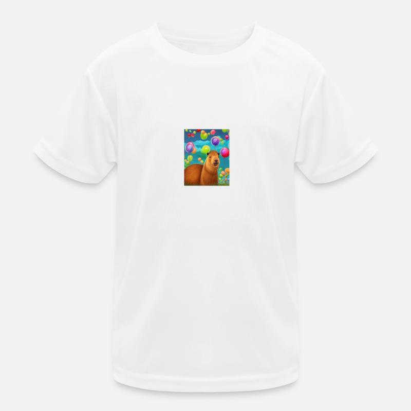 Cooles Comic Portrait von Capybara Geburtstagsfeier Kinder Funktions-T-Shirt