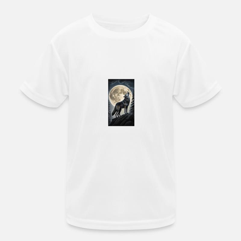 Wolf - Kinder Funktions-T-Shirt - Weiß