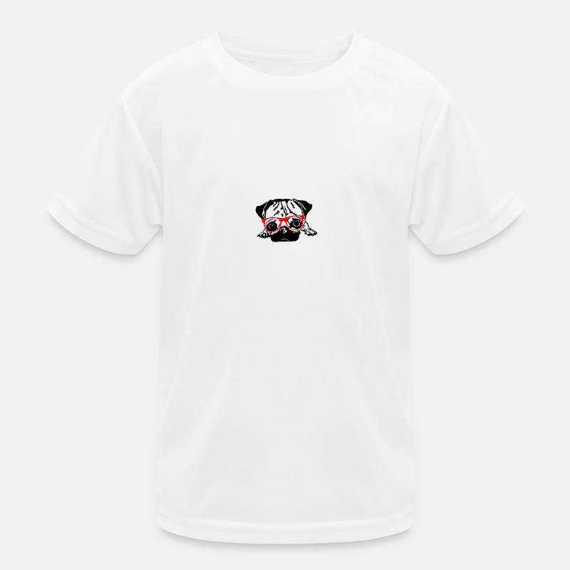 Mops rote Brille Kinder Funktions-T-Shirt