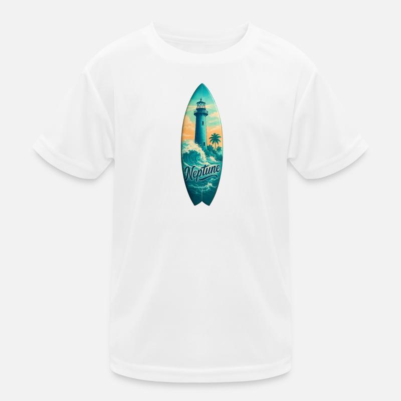 Neptune Lighthouse Surfbrett Kinder Funktions-T-Shirt