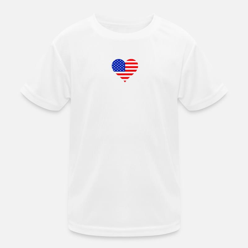 Heart US Flag Kids Functional T-Shirt