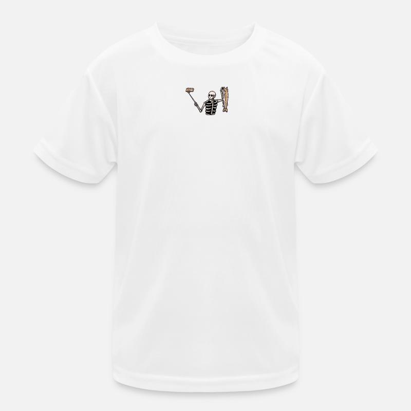 Fishing Skeleton Selfie Kids Functional T-Shirt