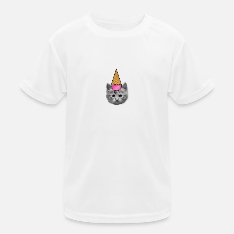 Cat with ice cream as a hat Kids Functional T-Shirt