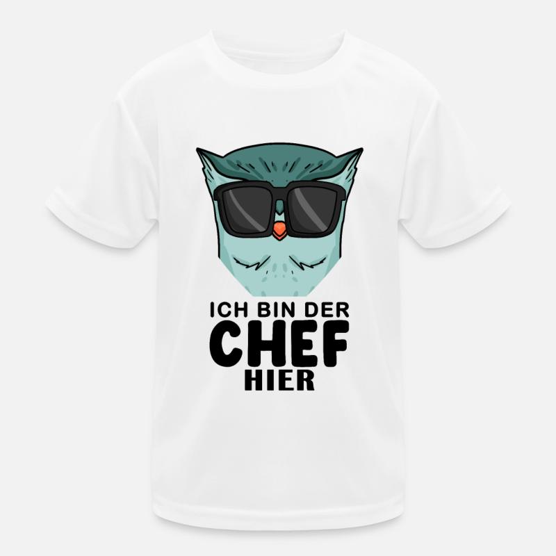 Chef Spruch mit Eule Motiv Kinder Funktions-T-Shirt