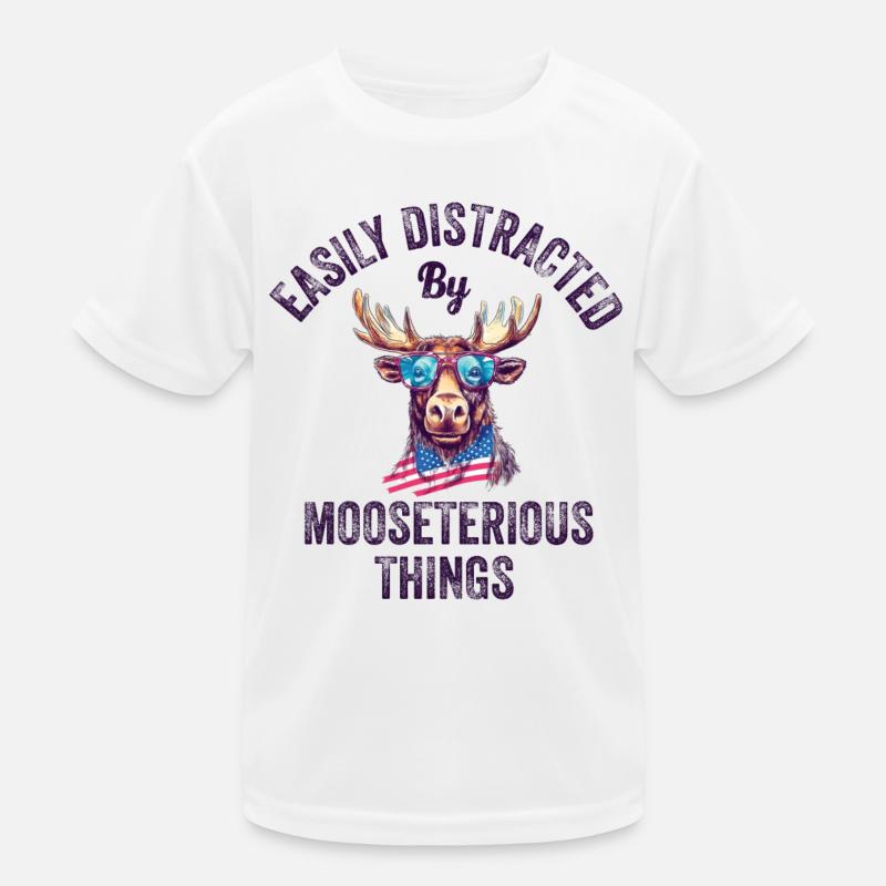 Easily Distracted Funny Moose Moose Kids Functional T-Shirt