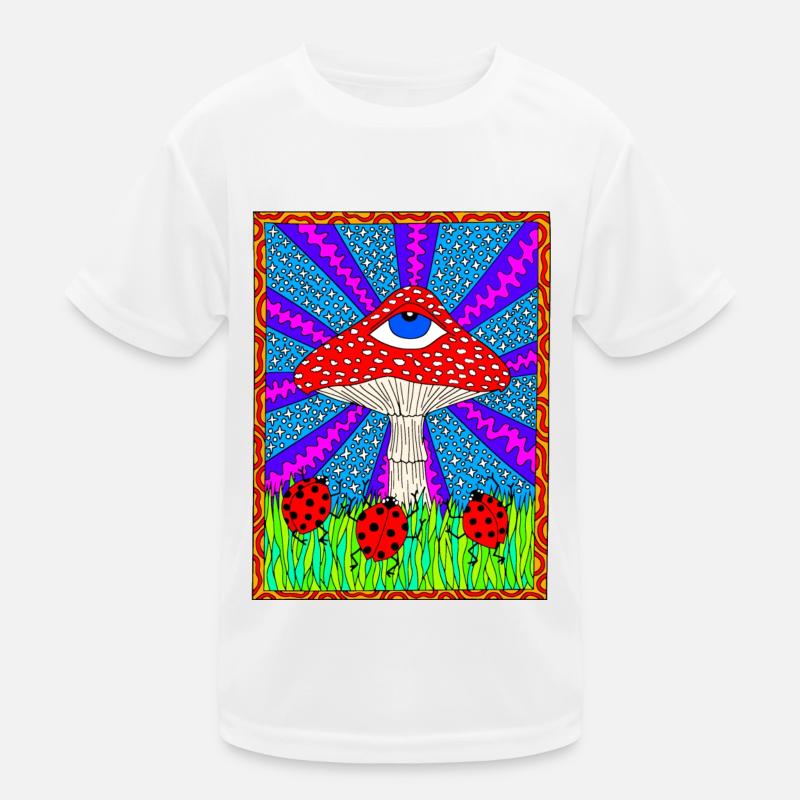 Hippie Magic Toadstool Retro Psychedelic - Kids Functional T-Shirt - white